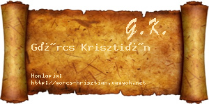 Görcs Krisztián névjegykártya